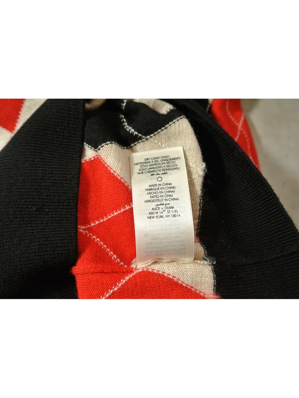 NEW,  Alice + Olivia Carolann Collared Cropped Argyle Sweater Sz S/P #S7710 - Picture 5 of 6